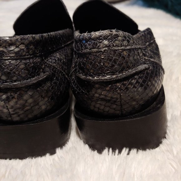 Echt Leder Vrai Cuir Snakeskin Womens Grey Made in Italy Loafers 40 - Picture 5 of 15